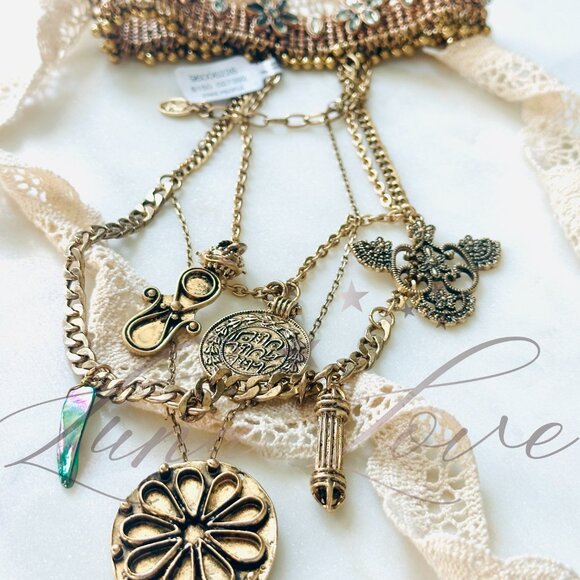 FREE PEOPLE x Ariana Ost Walsh Choker Necklace In Gold / Black Diamond NWT - Picture 5 of 6